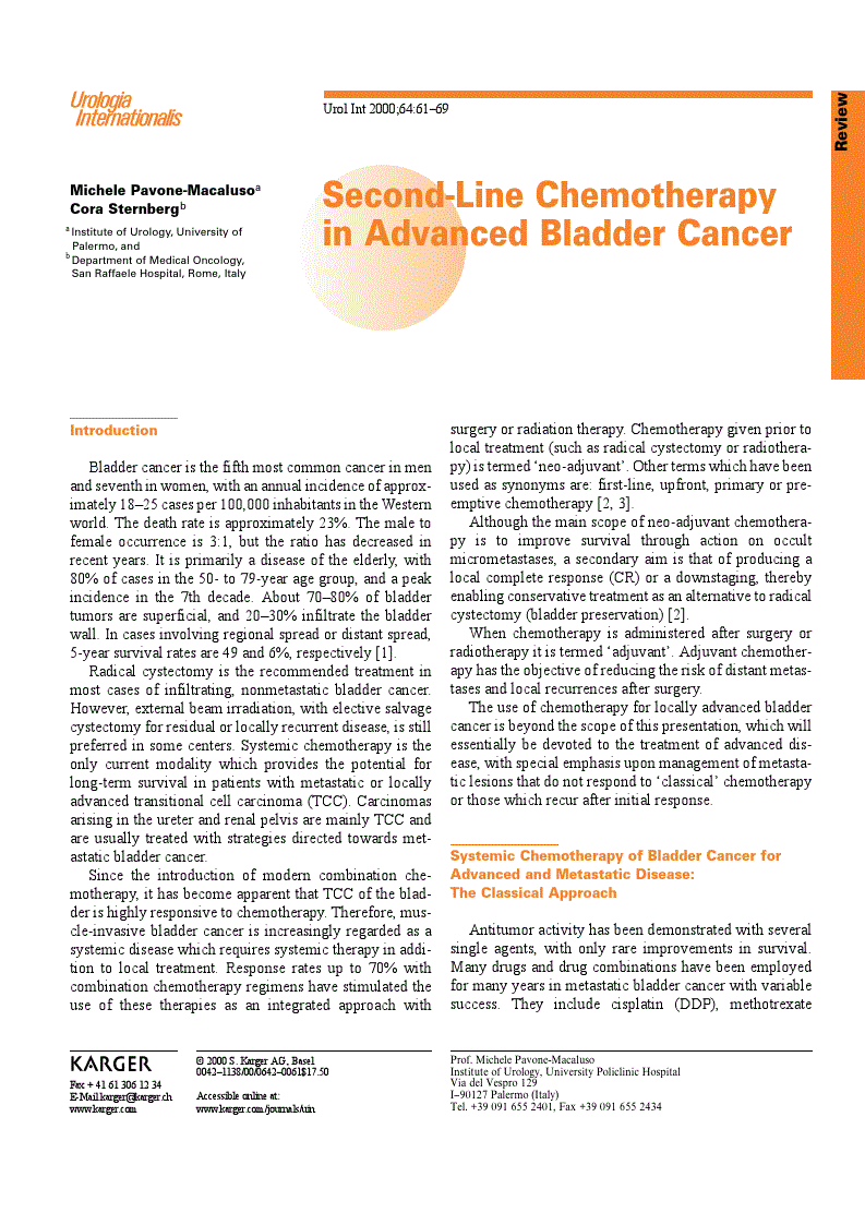 First page of Second-Line Chemotherapy in Advanced Bladder Cancer