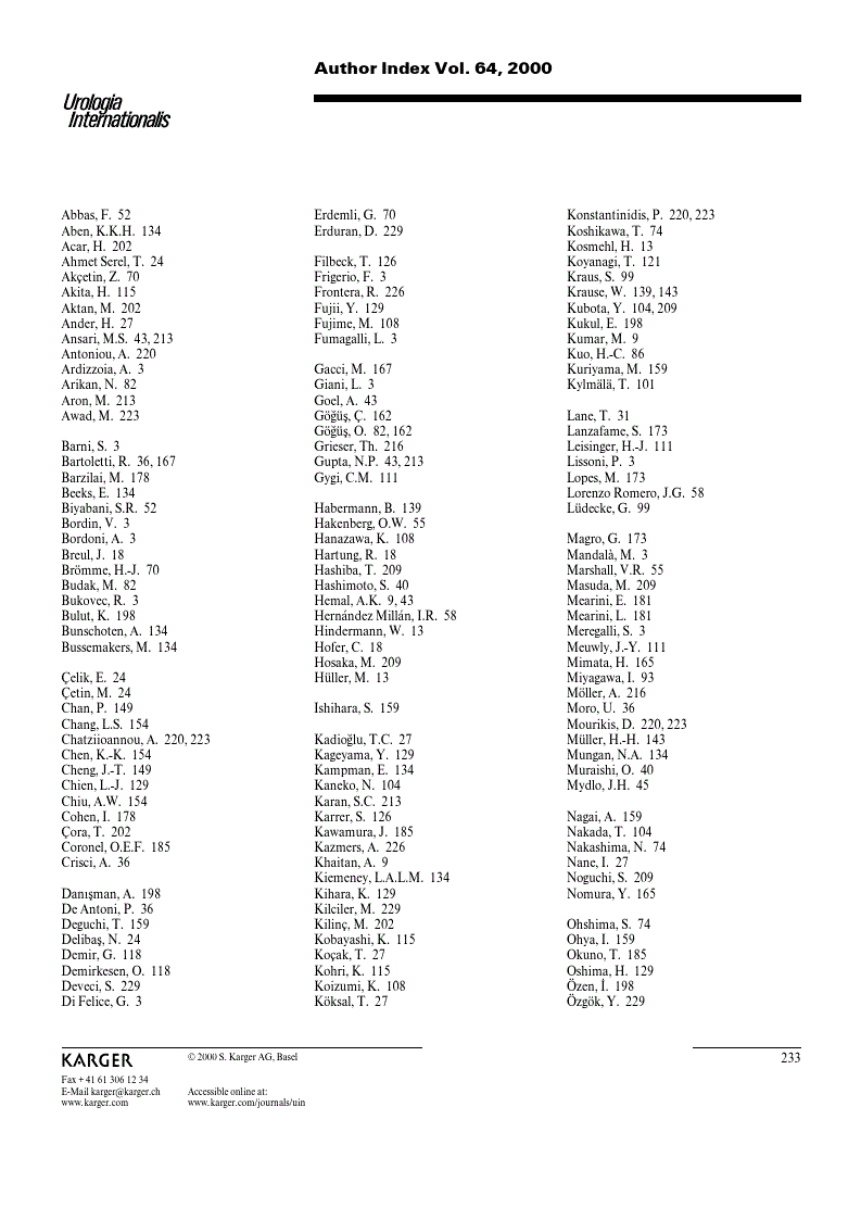 First page of Author Index Vol. 64, 2000