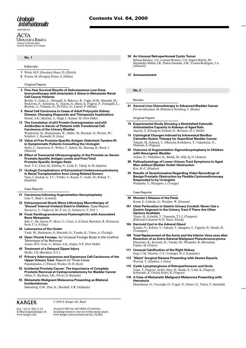 First page of Contents Vol. 64, 2000