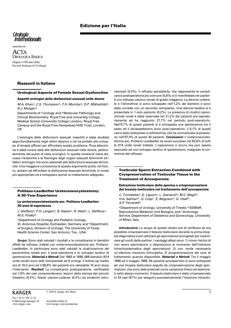 First page of Riassunti in Italiano