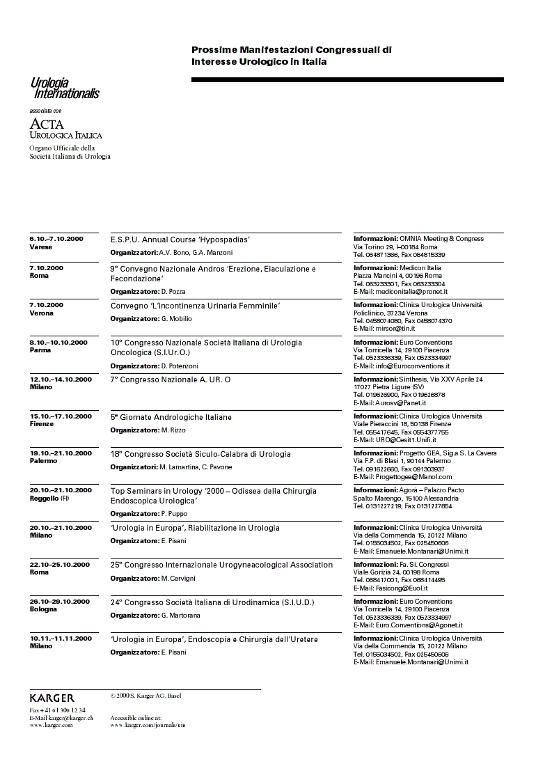 First page of Calendario dei Congressi