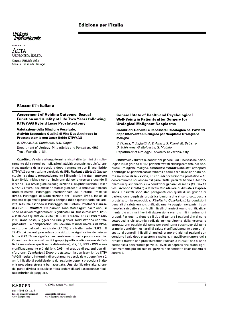 First page of Riassunti in Italiano