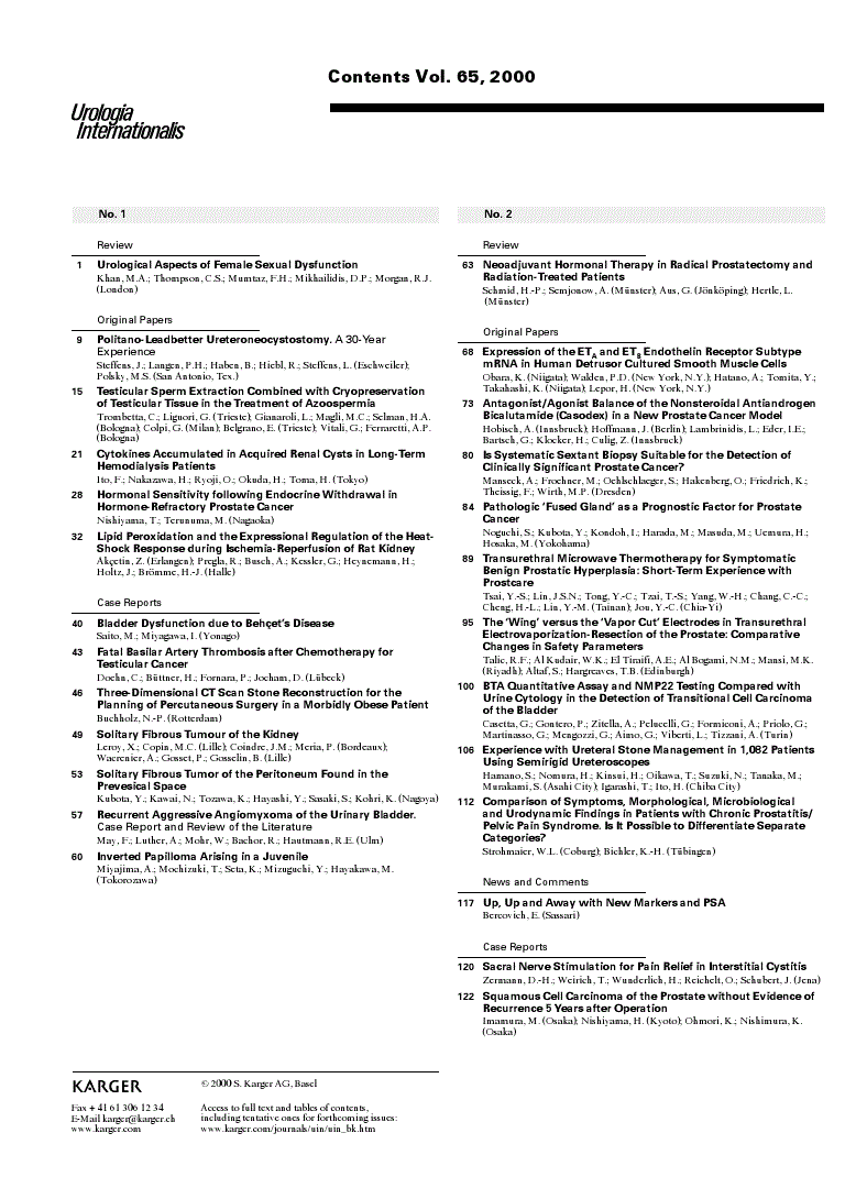 First page of Contents Vol. 65, 2000
