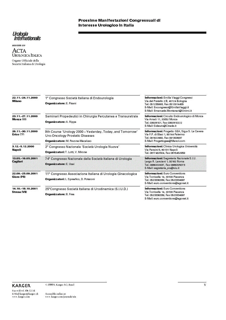 First page of Calendario dei Congressi