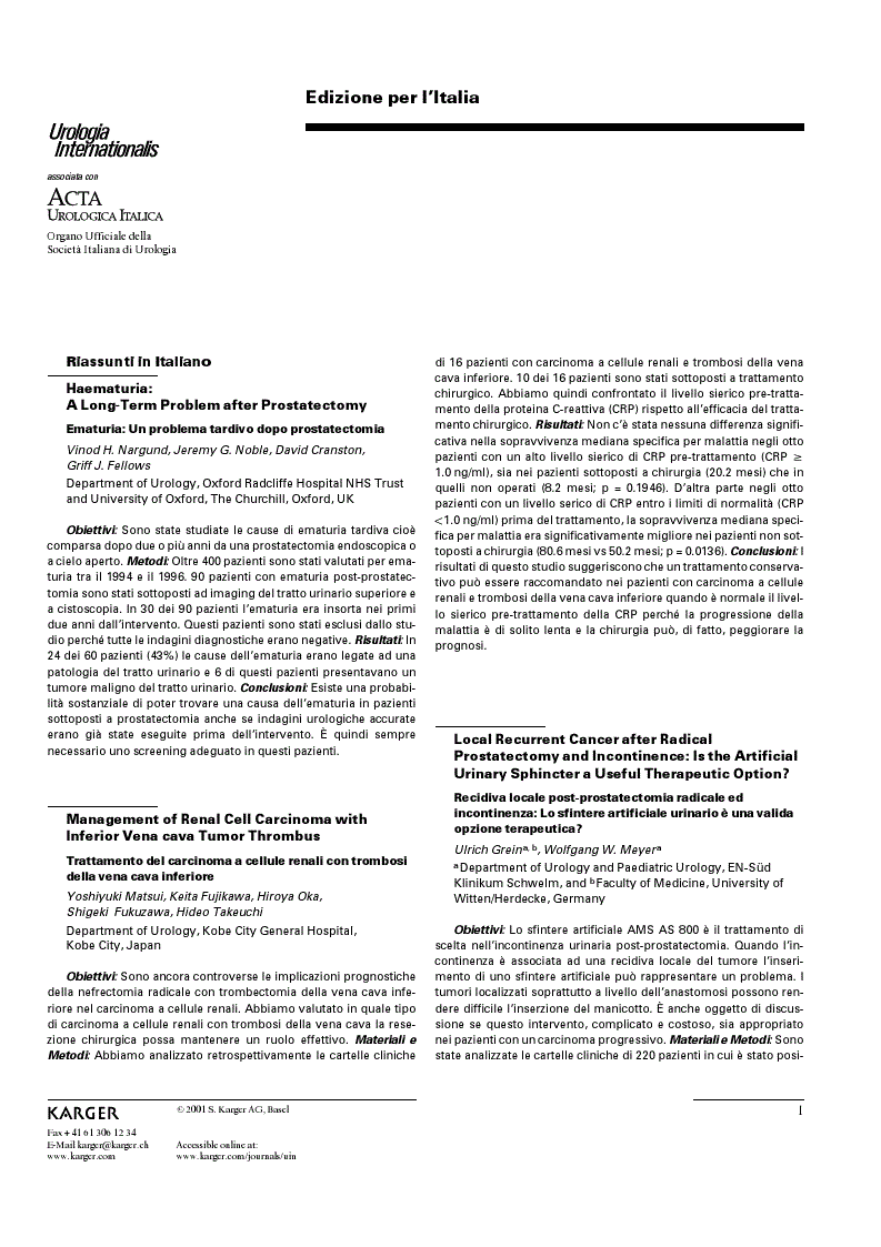 First page of Riassunti in Italiano