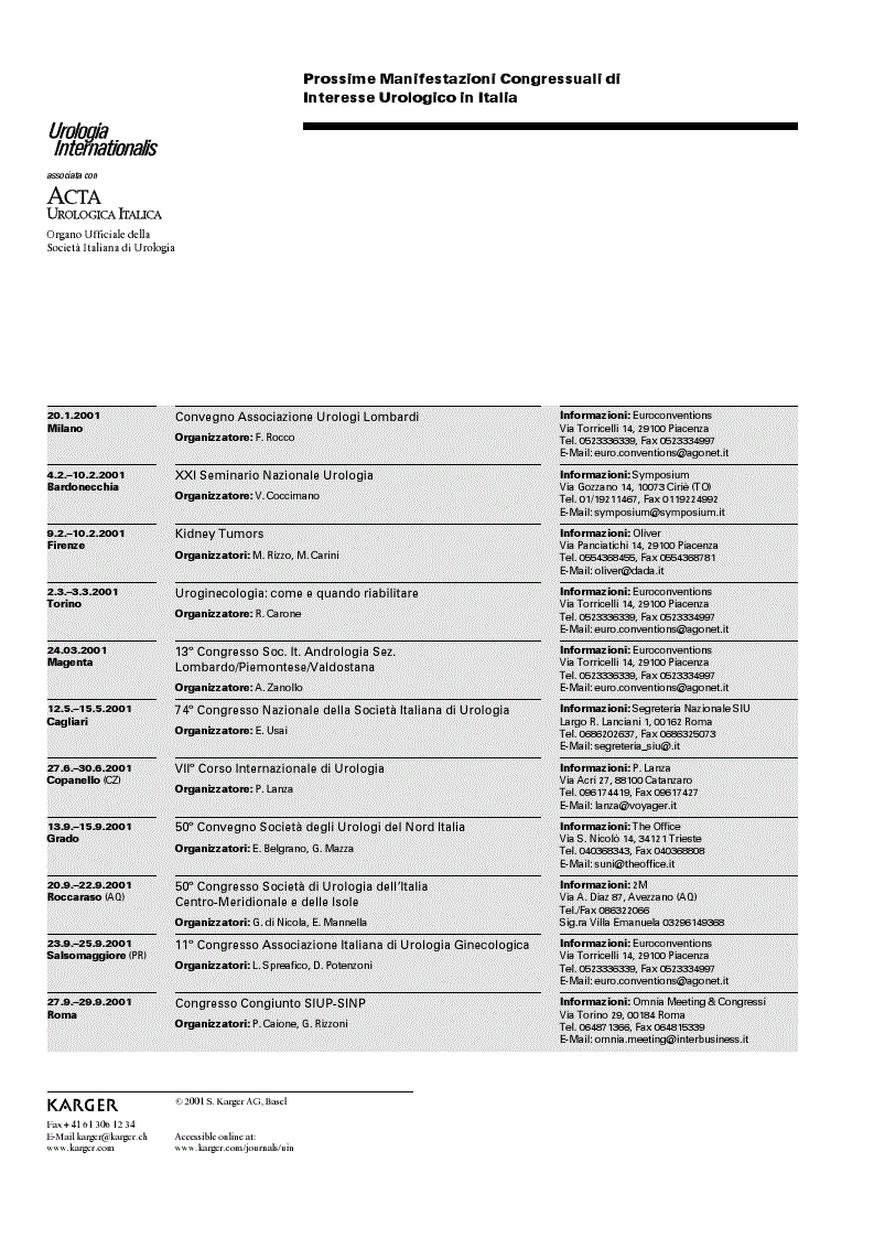 First page of Calendario dei Congressi