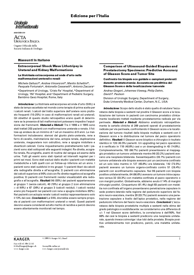 First page of Riassunti in Italiano