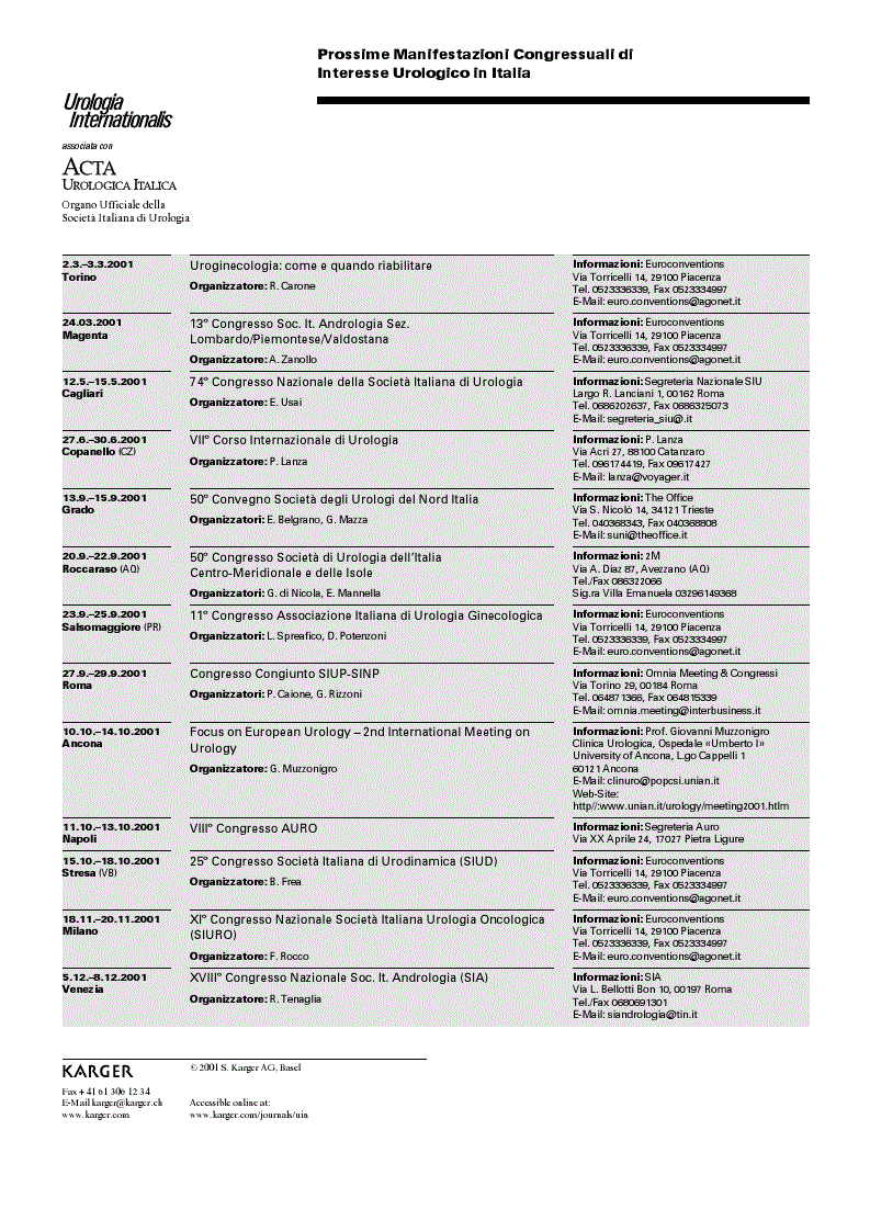 First page of Calendario dei Congressi