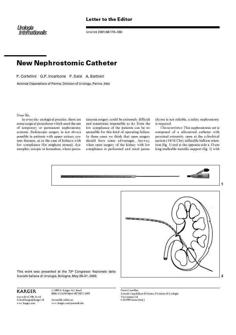 First page of New Nephrostomic Catheter