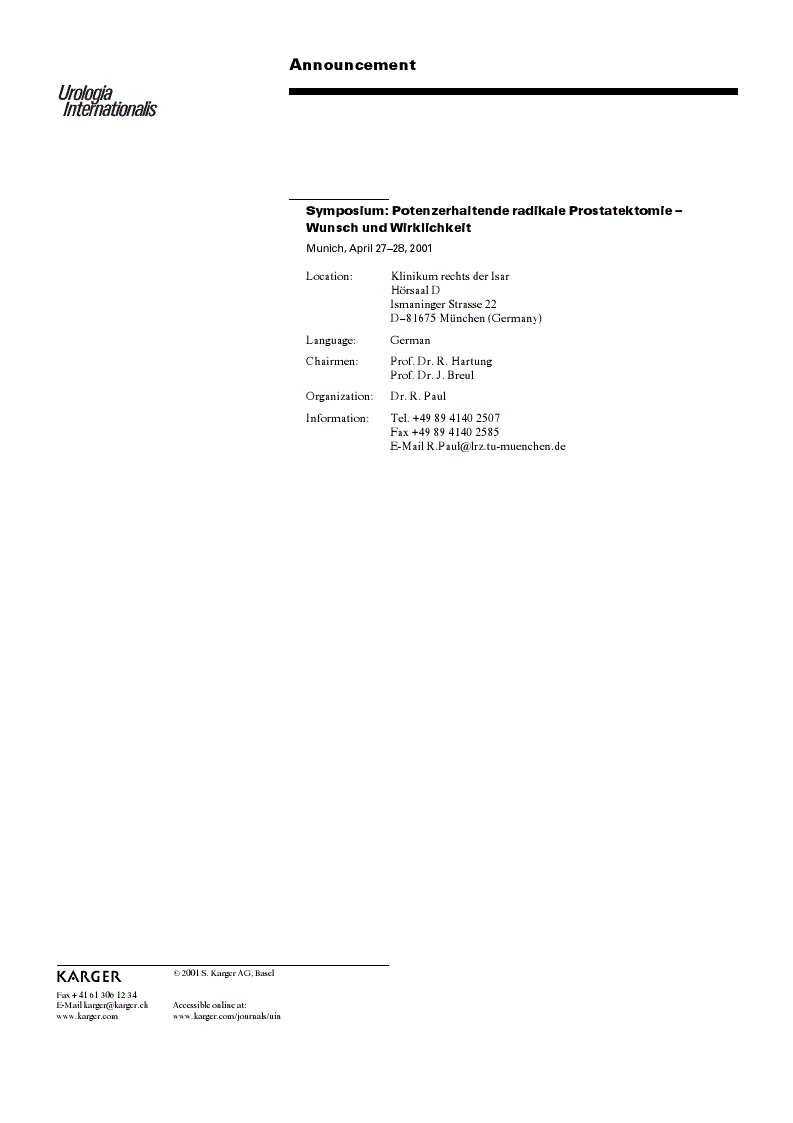 First page of Announcement