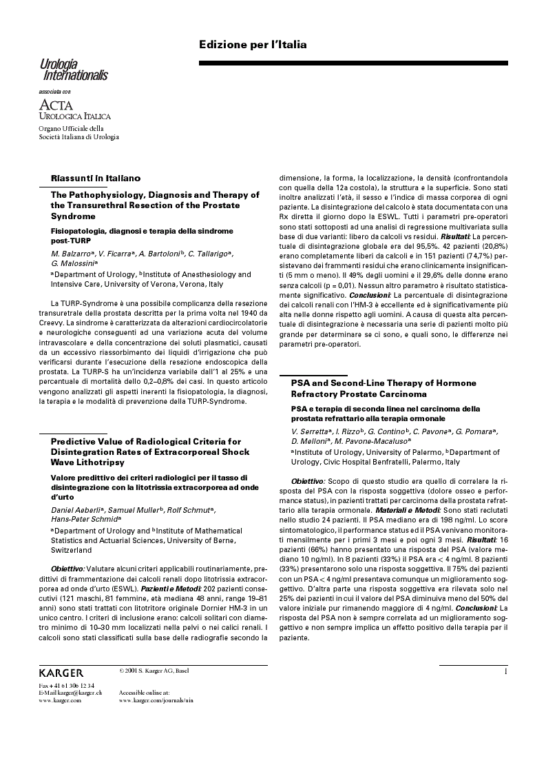 First page of Riassunti in Italiano