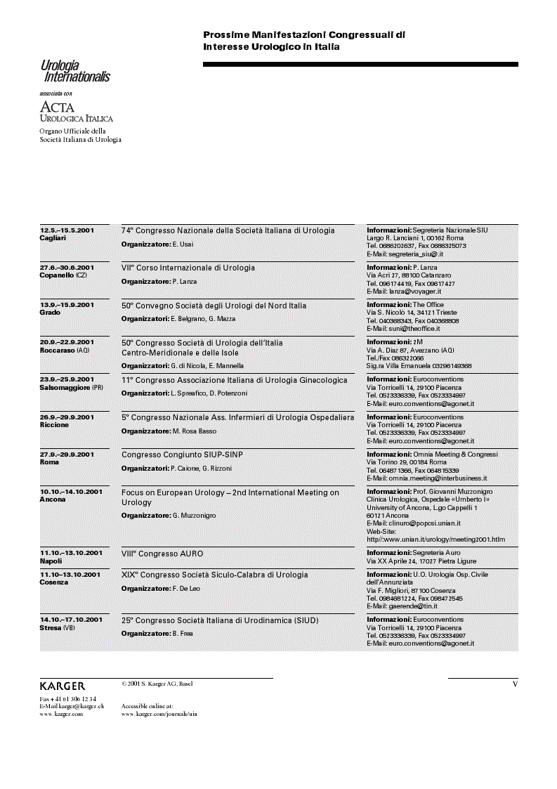 First page of Calendario dei Congressi