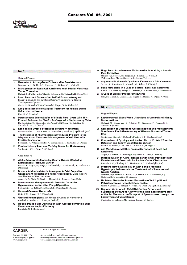 First page of Contents Vol. 66, 2001