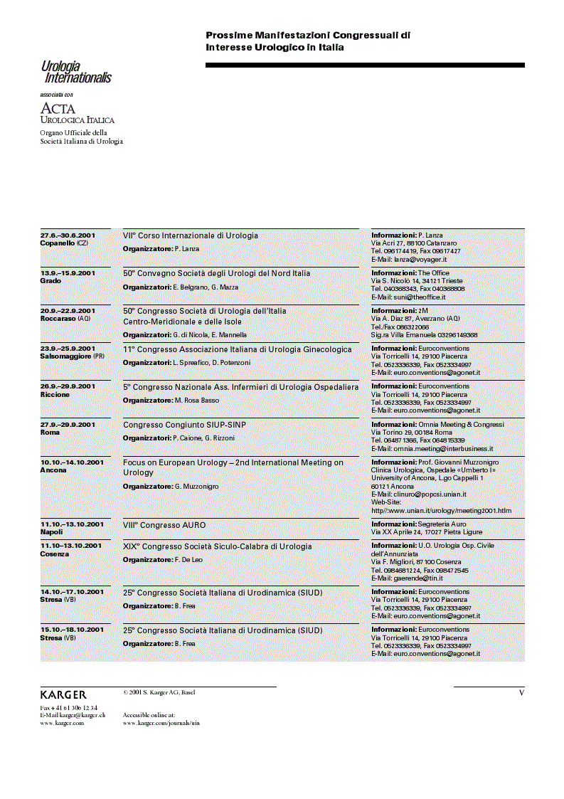 First page of Calendario dei Congressi