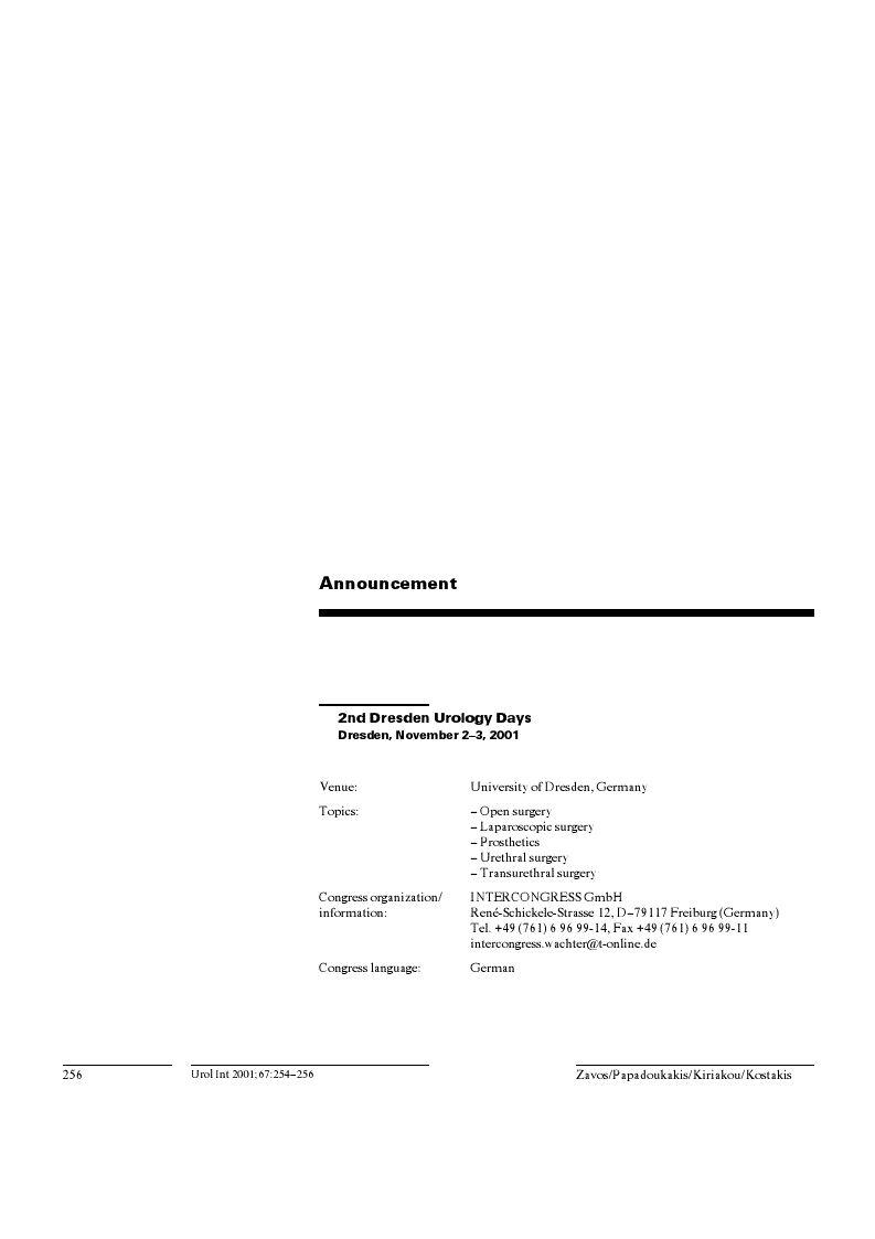 First page of Announcement