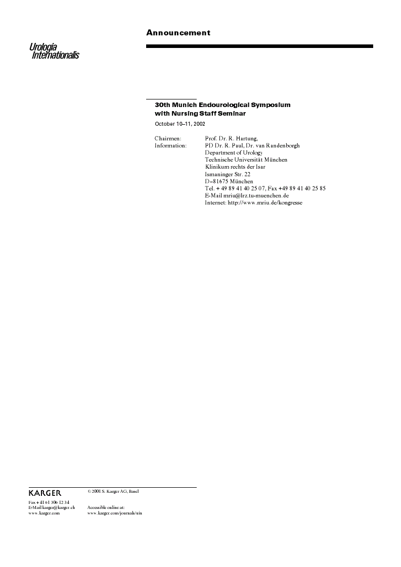 First page of Announcement