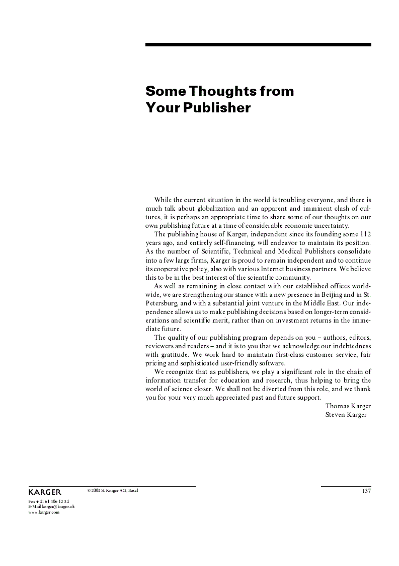 First page of Some Thoughts from Your Publisher