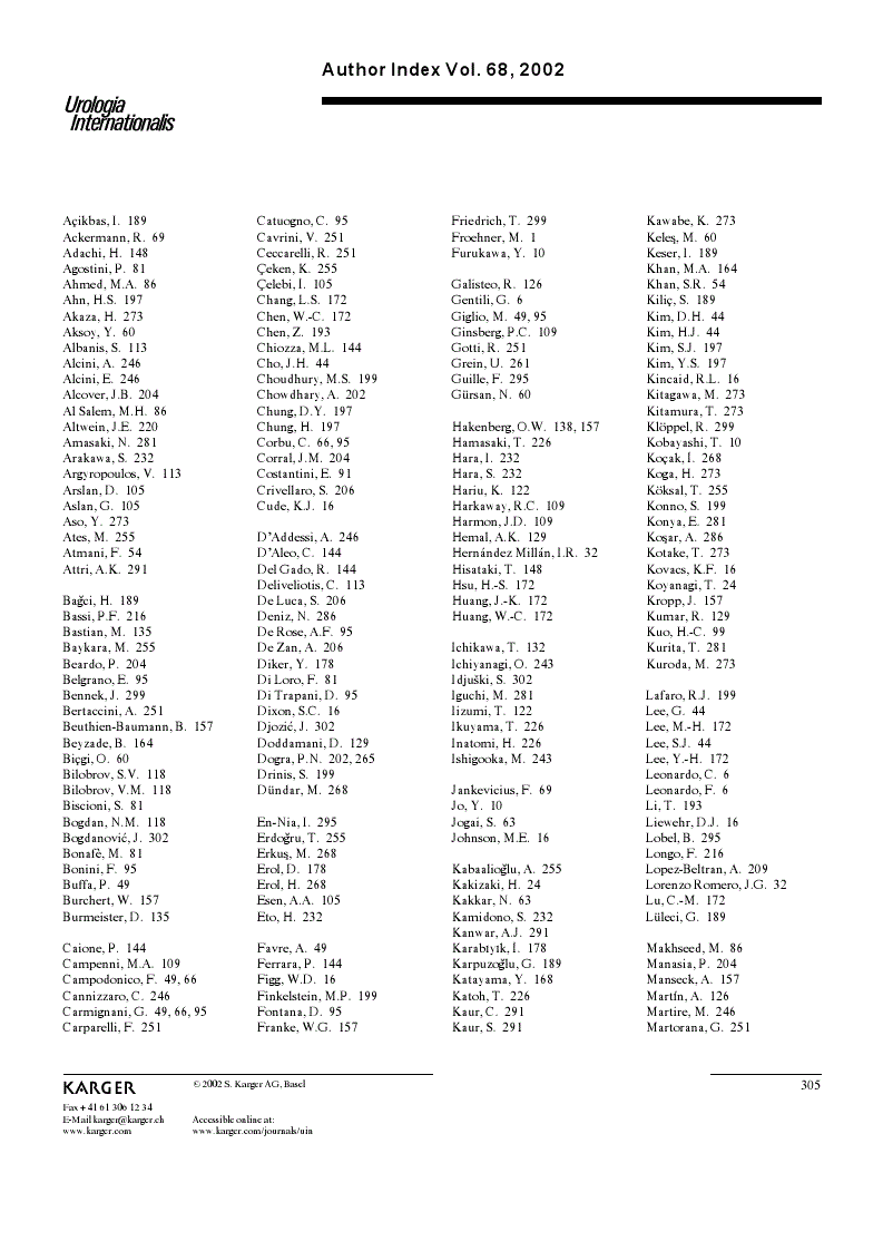 First page of Author Index Vol. 68, 2002