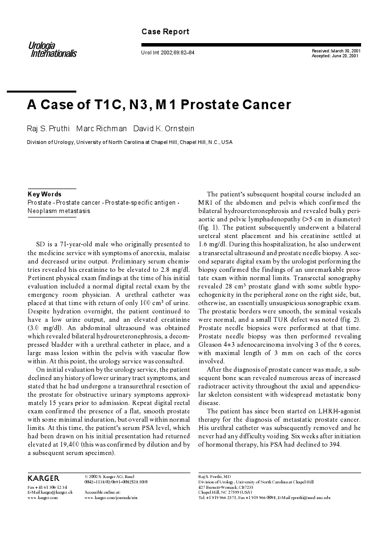 First page of A Case of T1C, N3, M1 Prostate Cancer