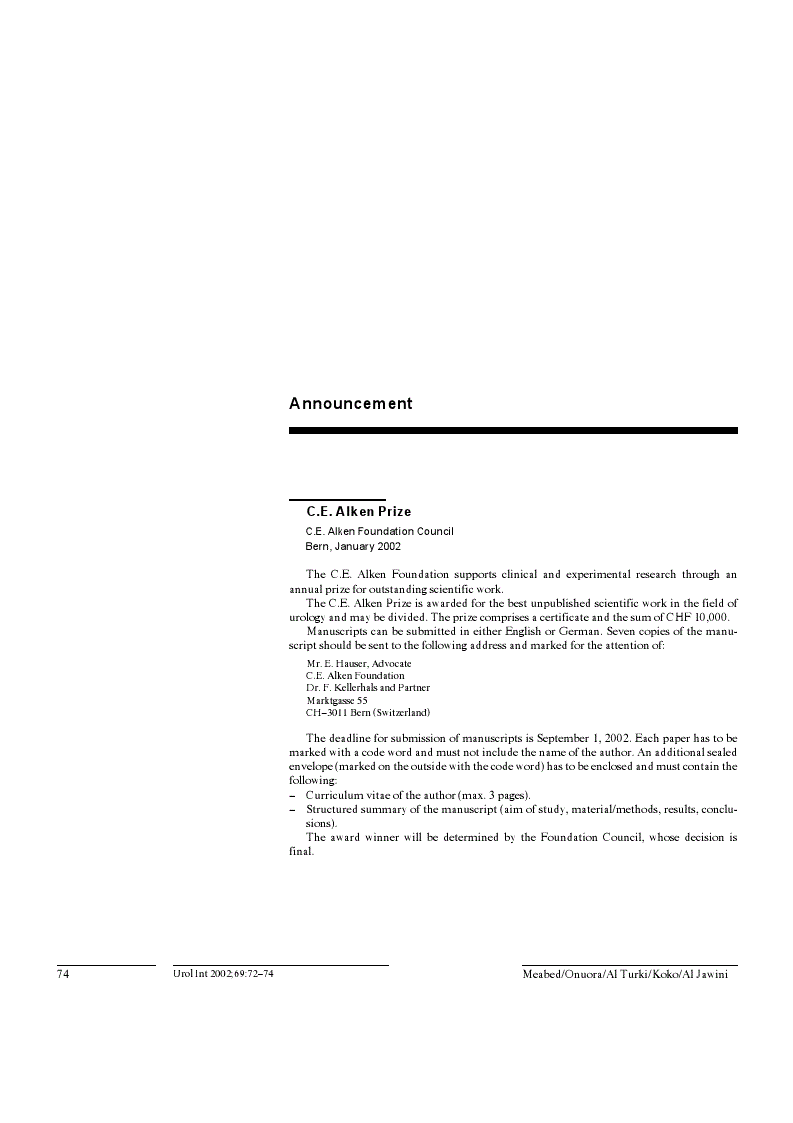 First page of Announcements