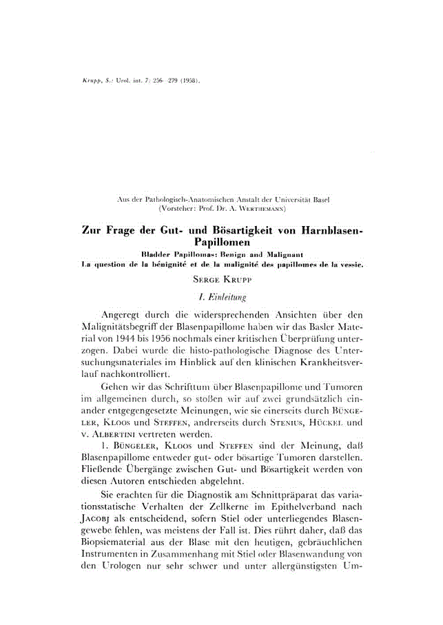 First page of Zur Frage der Gut- und Bösartigkeit von Harnblasen-Papillomen