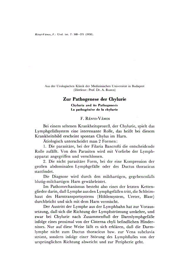 First page of Zur Pathogenese der Chylurie
