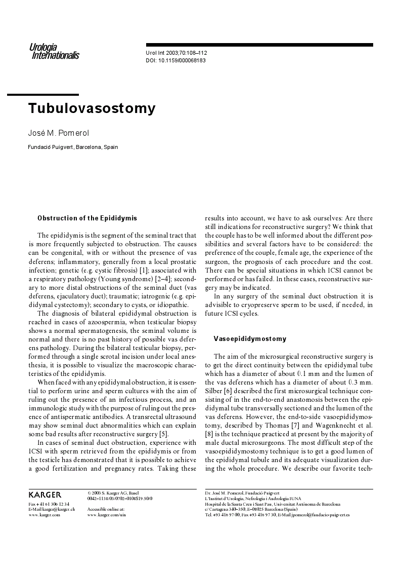 First page of Tubulovasostomy
