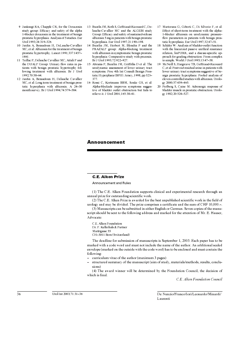 First page of Announcement