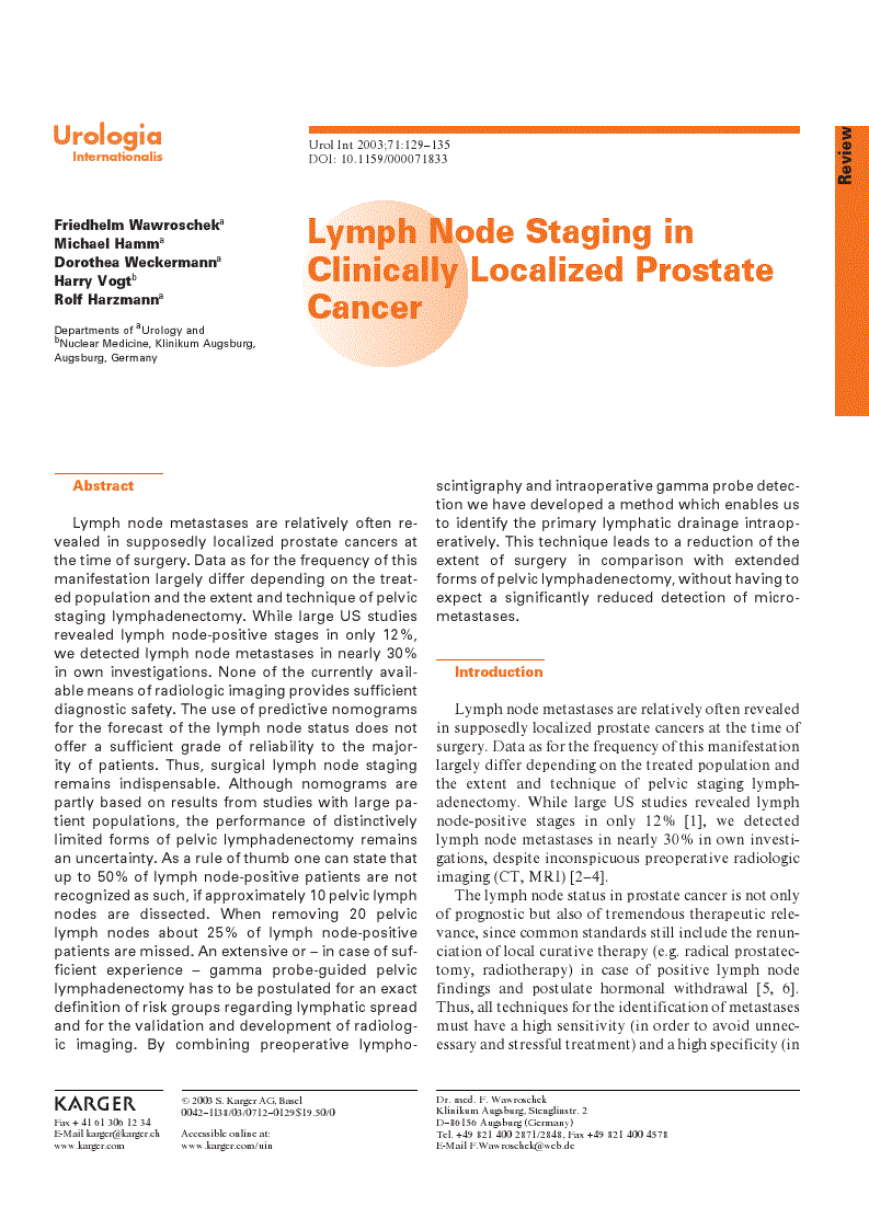 First page of Lymph Node Staging in Clinically Localized Prostate Cancer