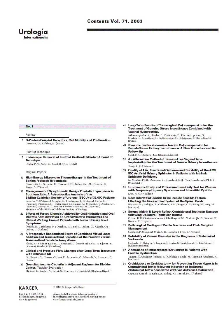 First page of Contents Vol. 71, 2003