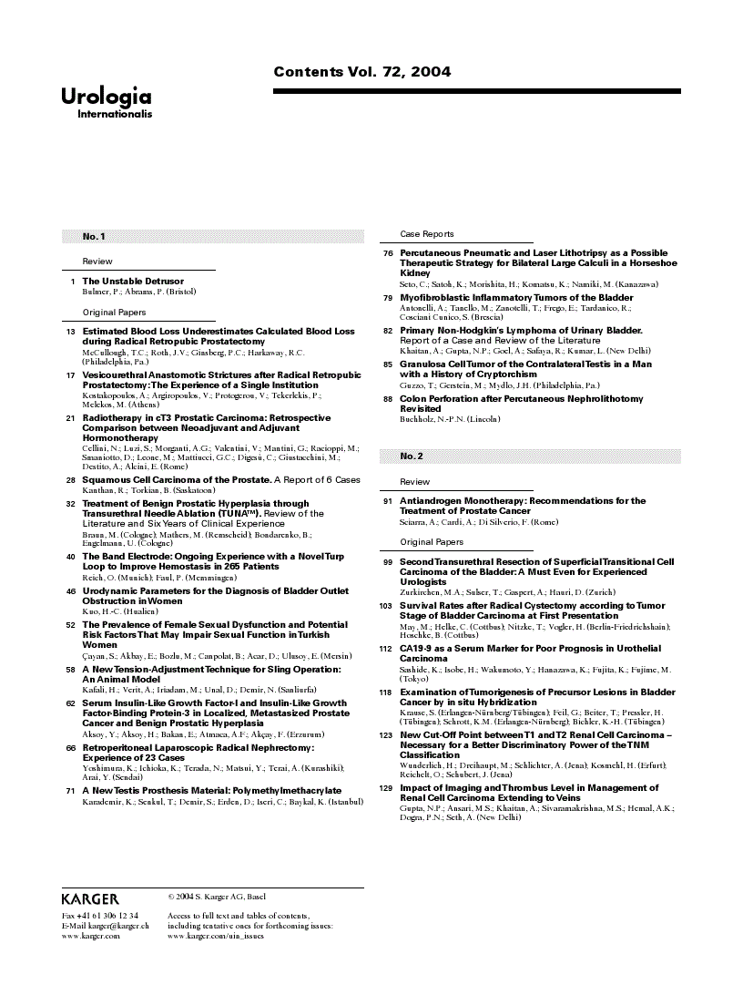 First page of Contents Vol. 72, 2004