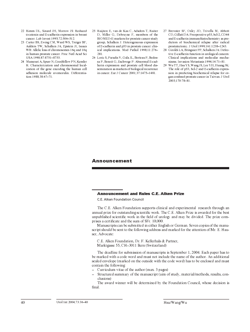 First page of Announcement