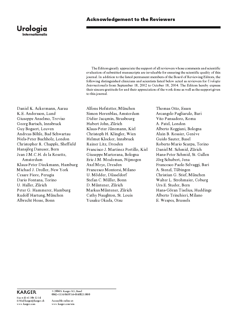 First page of Acknowledgement to Reviewers
