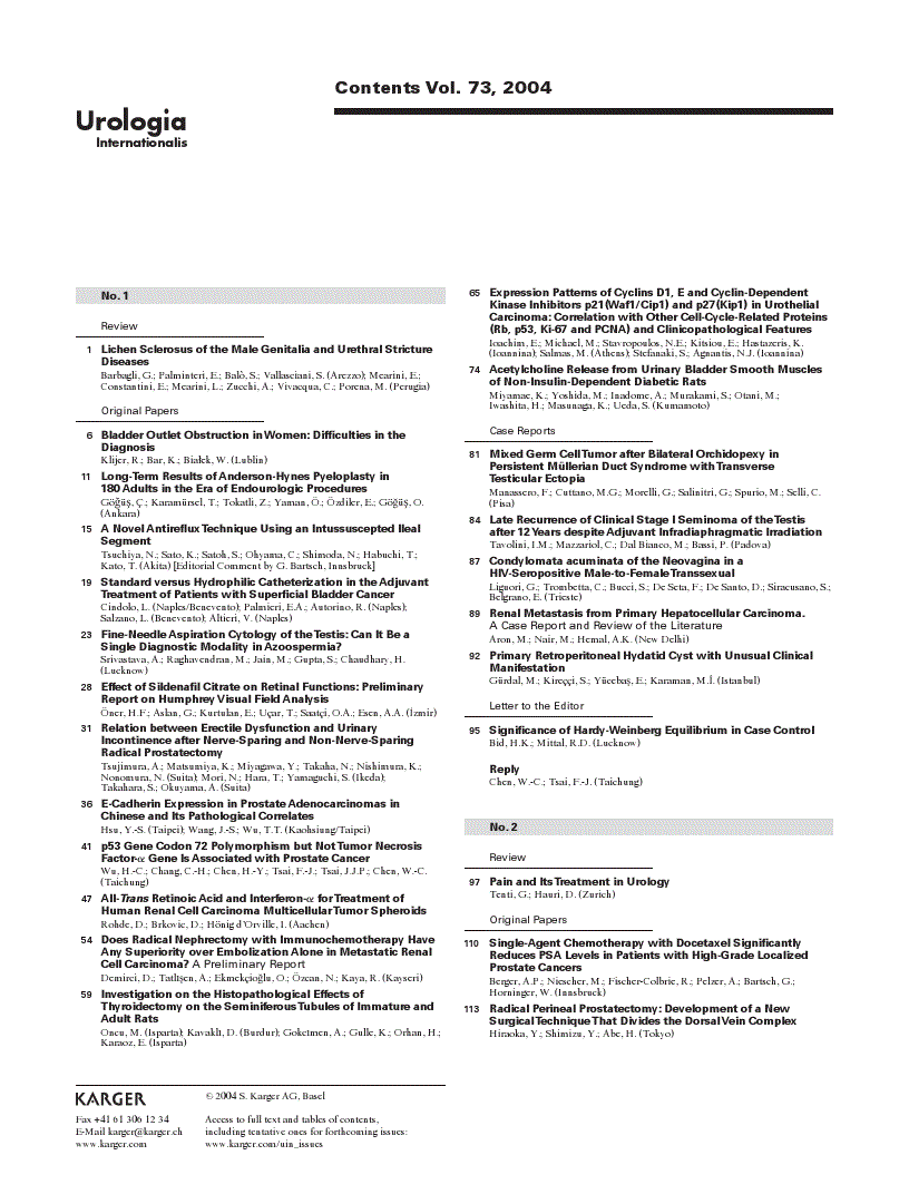 First page of Contents Vol. 73, 2004