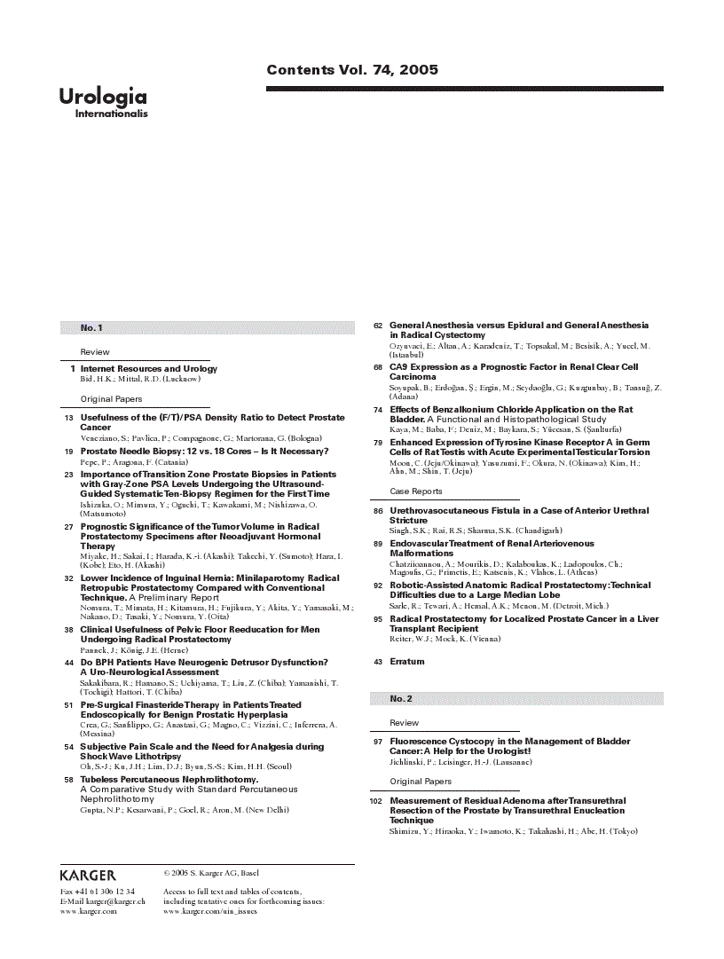 First page of Contents Vol. 74, 2005