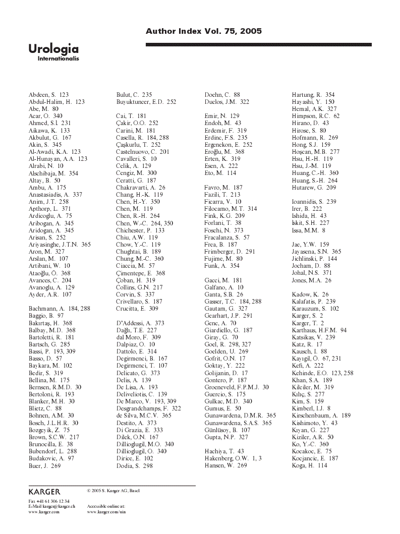 First page of Author Index Vol. 75, 2005