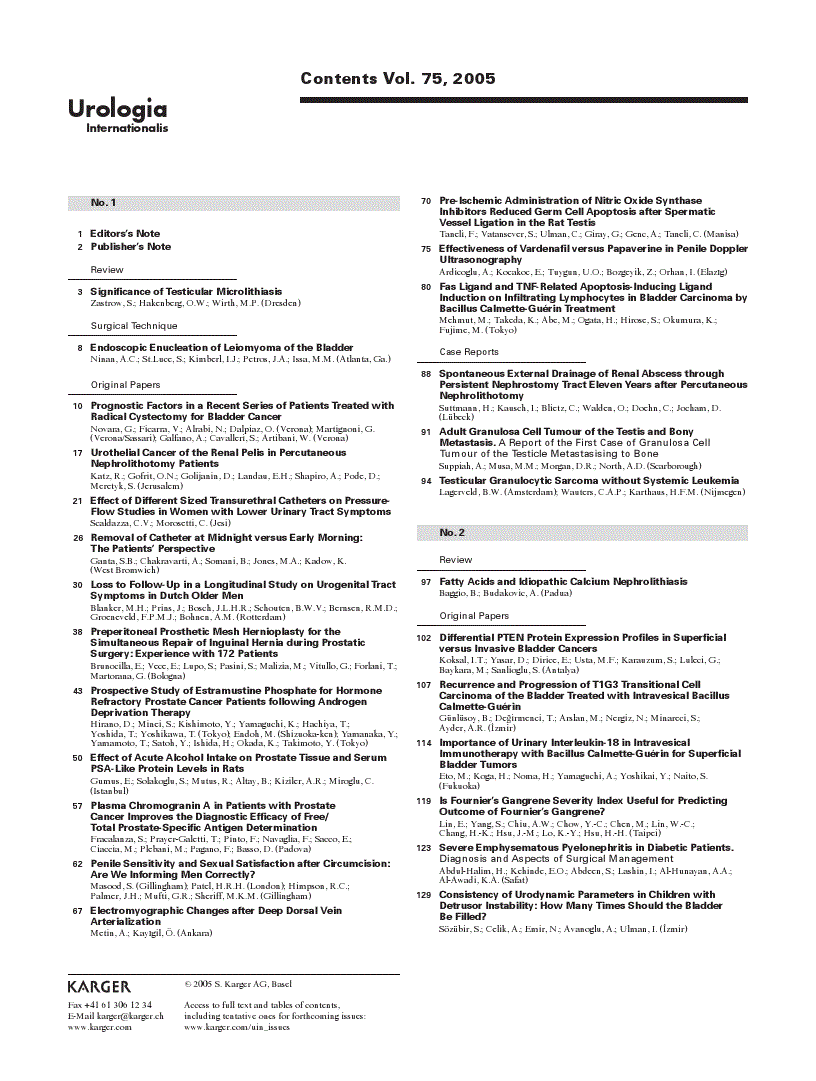 First page of Contents Vol. 75, 2005
