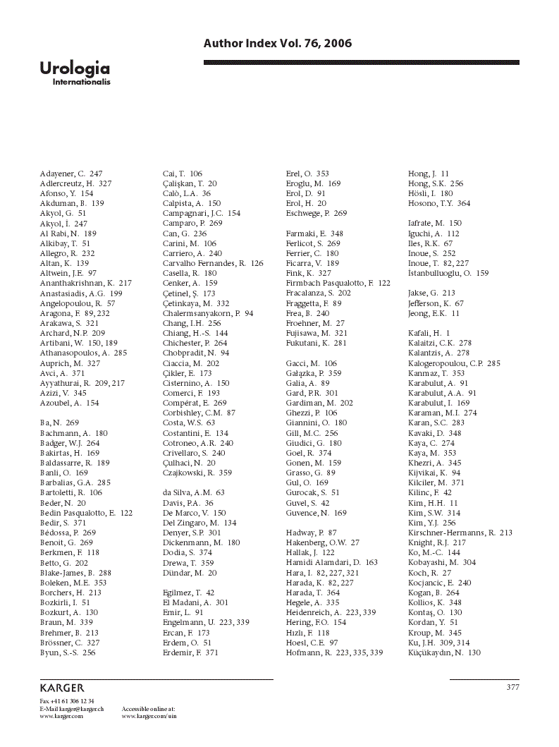 First page of Author Index Vol. 76, 2006
