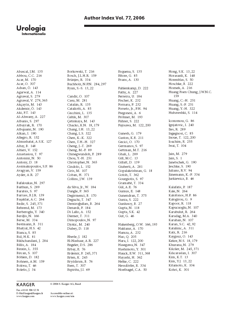 First page of Author Index Vol. 77, 2006