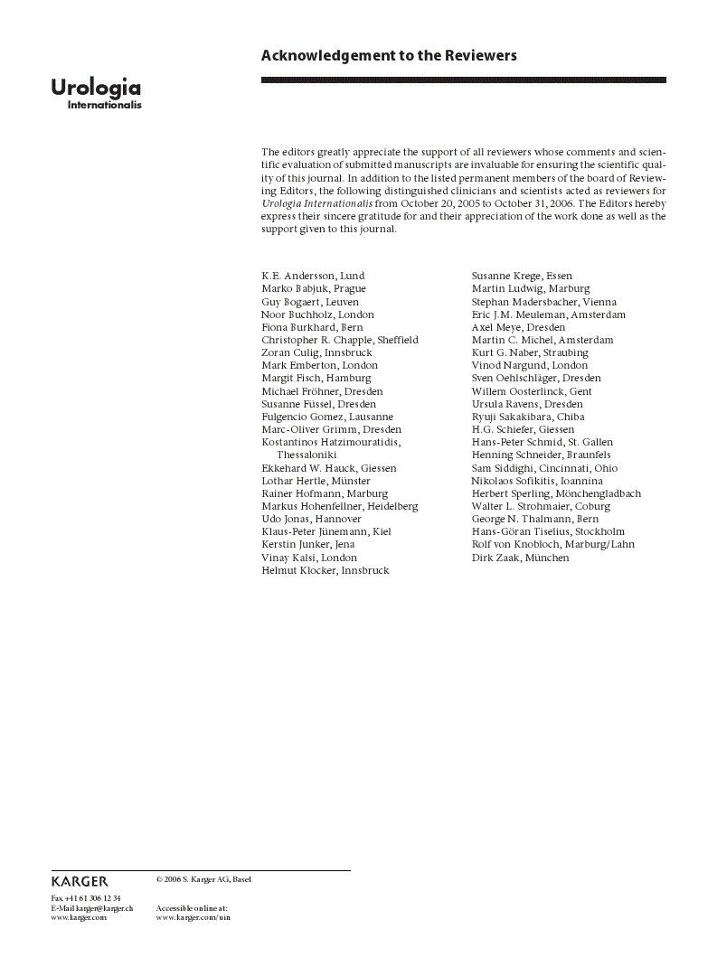 First page of Acknowledgement to the Reviewers