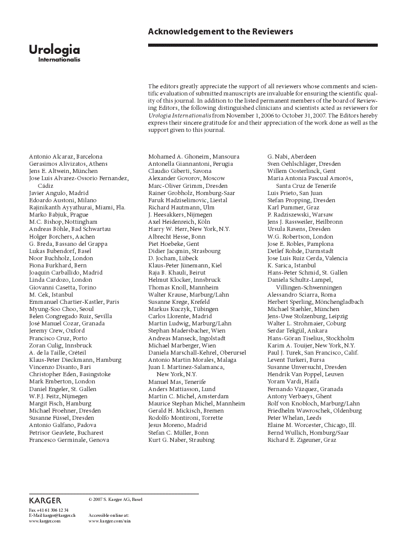First page of Acknowledgement to the Reviewers
