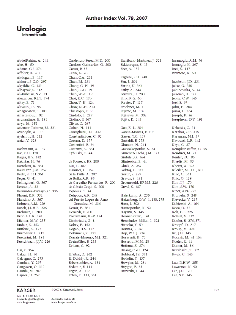 First page of Author Index Vol. 79, 2007
