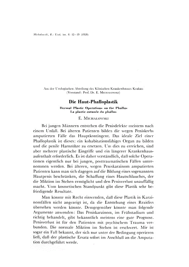 First page of Die Haut-Phalloplastik