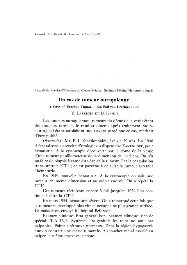 First page of Un cas de tumeur ouraquienne