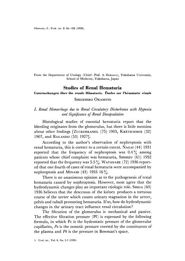 First page of Studies of Renal Hematuria