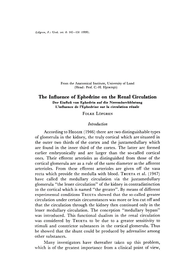 First page of The Influence of Ephedrine on the Renal Circulation