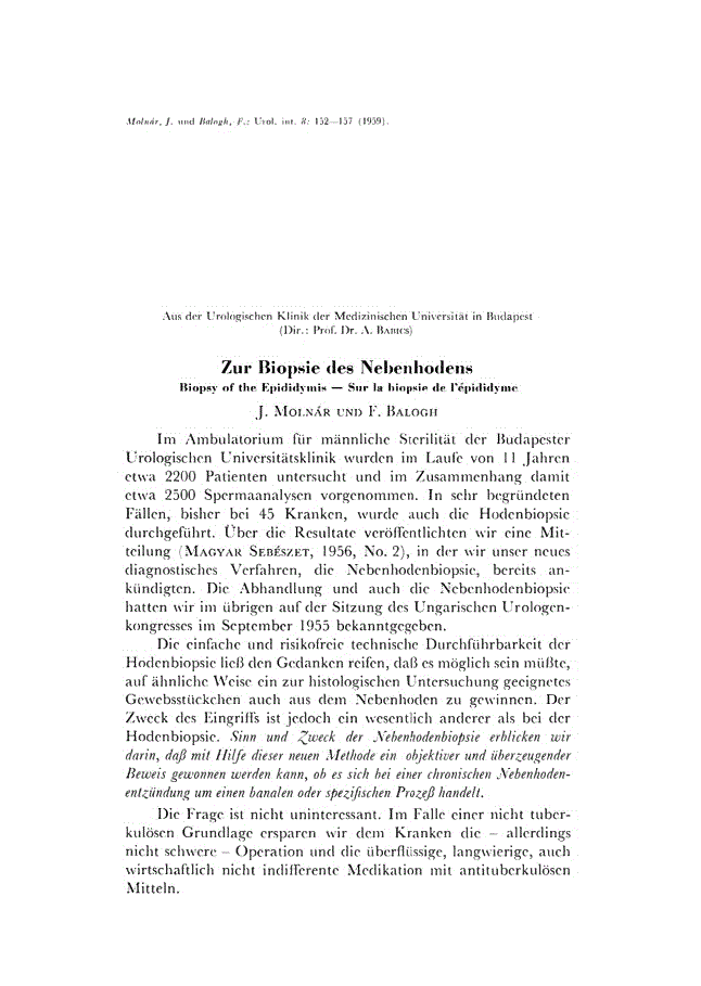 First page of Zur Biopsie des Nebenhodens