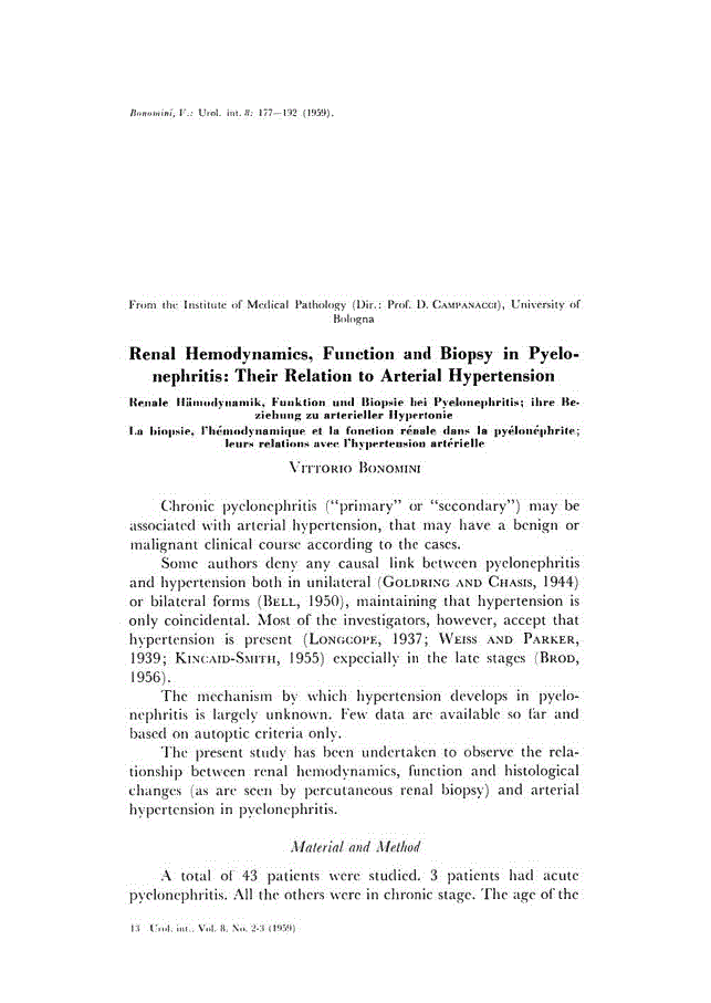 First page of Renal Hemodynamics, Function and Biopsy in Pyelonephritis: Their Relation to Arterial Hypertension