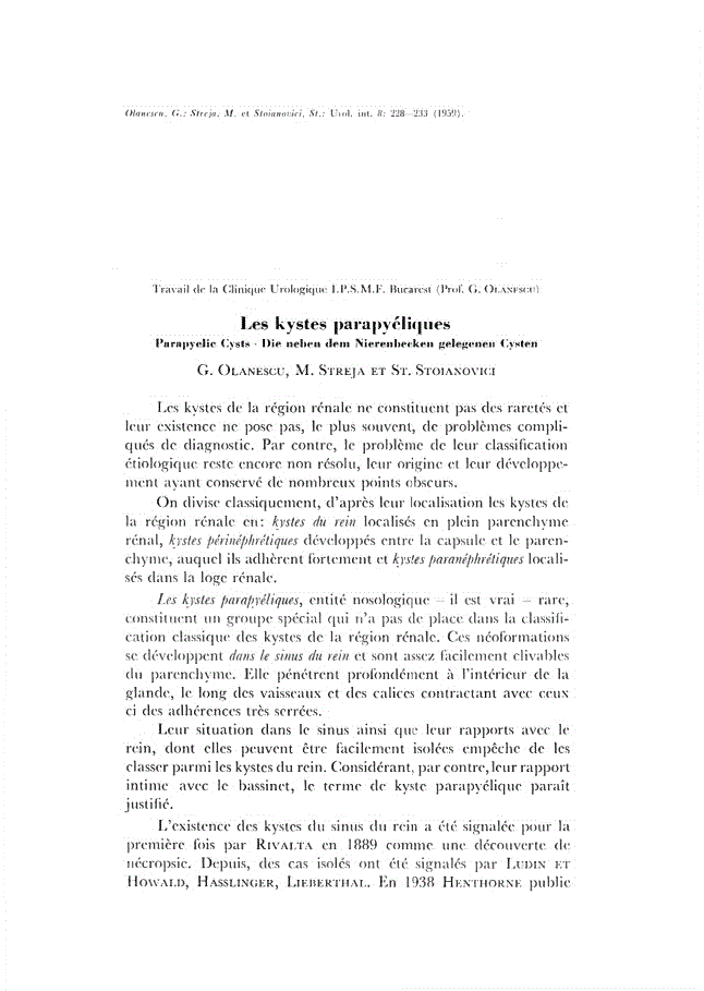 First page of Les kystes parapyéliques