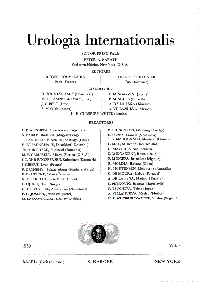 First page of Contents, Vol. 8, 1959